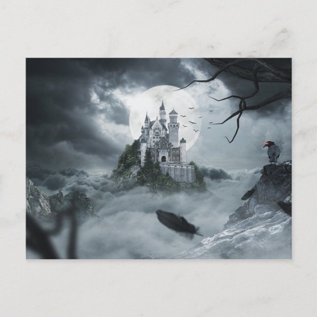 Halloween Haunted Castle House Night Scary Postcard (Front)