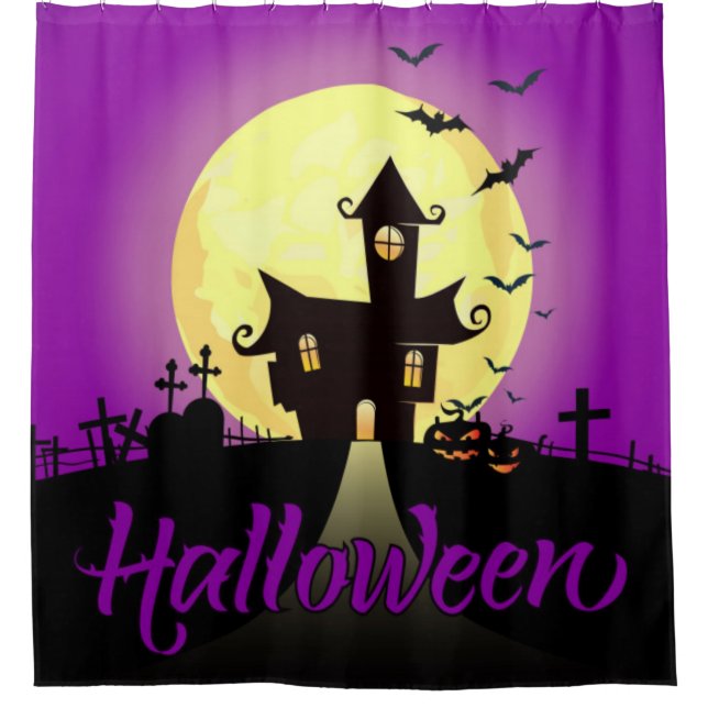Halloween Haunted Castle Shower Curtain (Front)