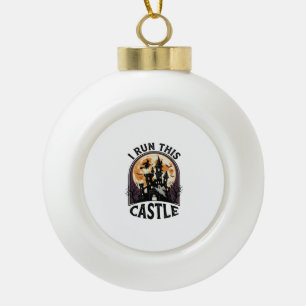Halloween Haunted Castle Witch Moon Vintage Shirt_ Ceramic Ball Christmas Ornament