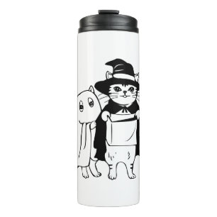 Halloween Haunted Cat Witch Costume Thermal Tumbler