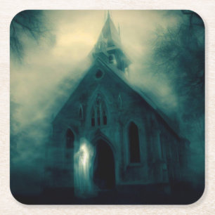 Halloween - Haunted Church 4 Square Paper Coaster