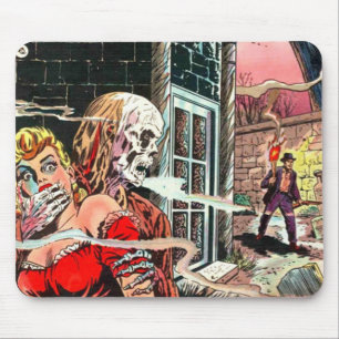 Halloween Haunted Comic Book Mouse Pad