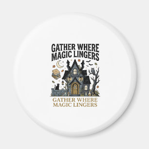 Halloween Haunted Cottage Gathering Magnet