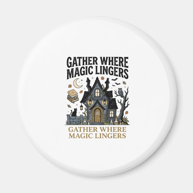 Halloween Haunted Cottage Gathering Magnet (Front)