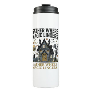 Halloween Haunted Cottage Gathering Thermal Tumbler