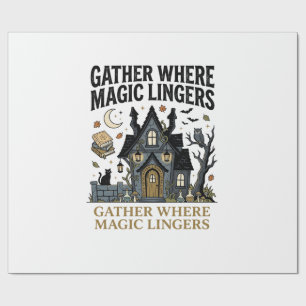 Halloween Haunted Cottage Gathering Wrapping Paper