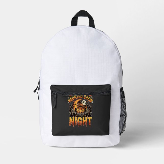 Halloween Haunted Crew Night Printed Backpack (Front)