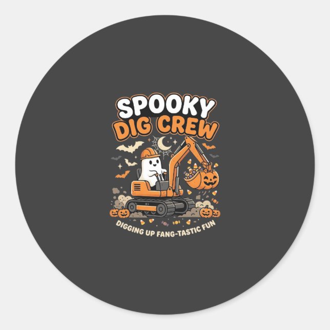 Halloween Haunted Dig Crew Classic Round Sticker (Front)