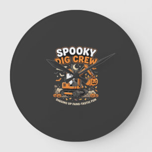 Halloween Haunted Dig Crew Large Clock