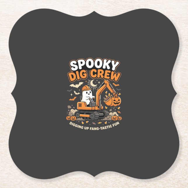 Halloween Haunted Dig Crew Paper Coaster (Front)