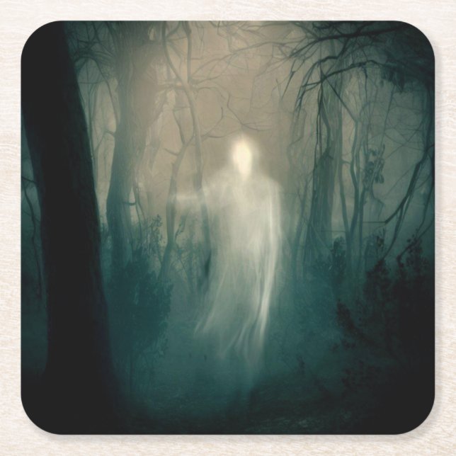 Halloween - Haunted Forest 3 Square Paper Coaster (Front)