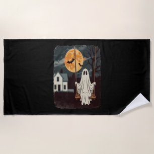 Halloween Haunted Ghost Swing Beach Towel