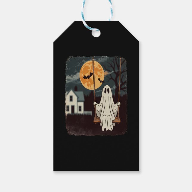 Halloween Haunted Ghost Swing Gift Tags (Front)