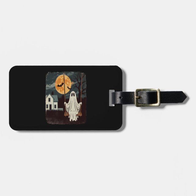 Halloween Haunted Ghost Swing Luggage Tag (Front Horizontal)