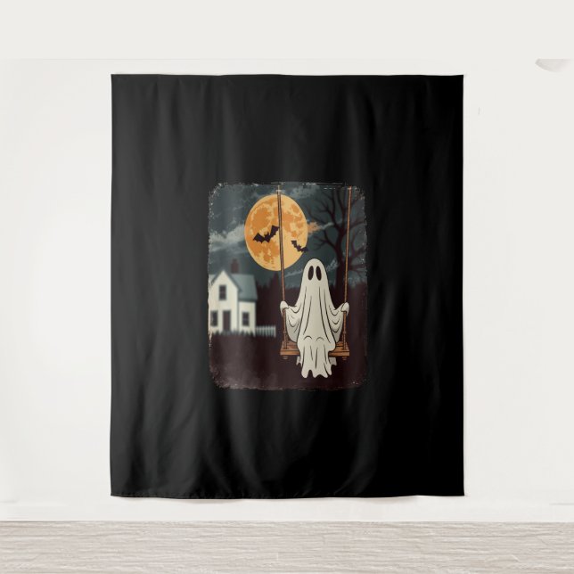 Halloween Haunted Ghost Swing Tapestry (Front)