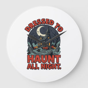 Halloween Haunted Graveyard Costume Night Large Clock