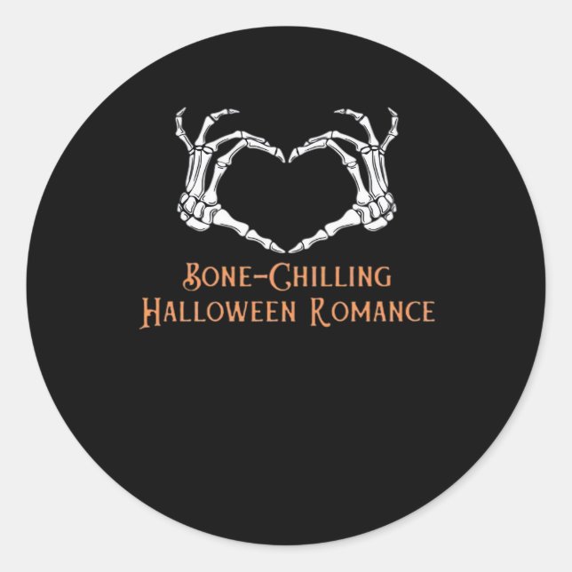 Halloween Haunted Heart Skeletal Bone Chilling Cla Classic Round Sticker (Front)