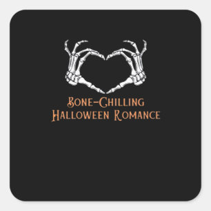 Halloween Haunted Heart Skeletal Bone Chilling Cla Square Sticker