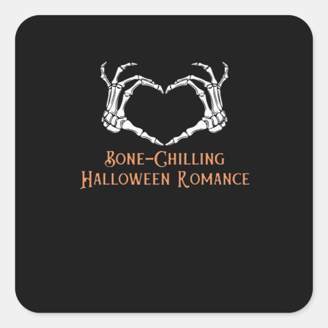 Halloween Haunted Heart Skeletal Bone Chilling Cla Square Sticker (Front)