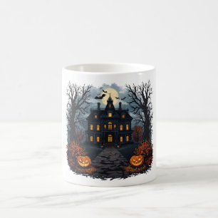 Halloween Haunted House and Full Moon Coffee Mug