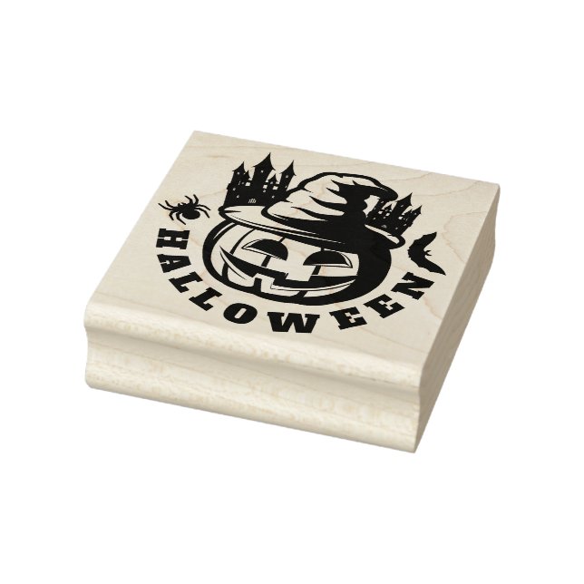 Halloween Haunted House and Pumpkin Rubber Stamp (Stamp)