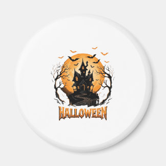 Halloween Haunted House Bat Moon Graphic Design Magnet