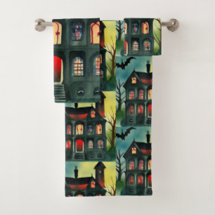 Halloween Haunted House Bath Towels Set