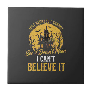 Halloween Haunted House Believe It Design_1 Ceramic Tile
