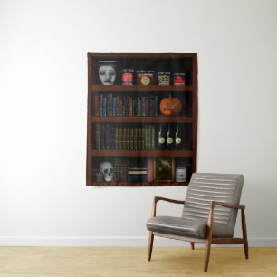 Halloween Haunted House Bookshelf Tapestry