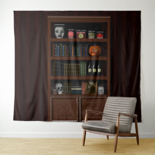 Halloween Haunted House Bookshelf Tapestry