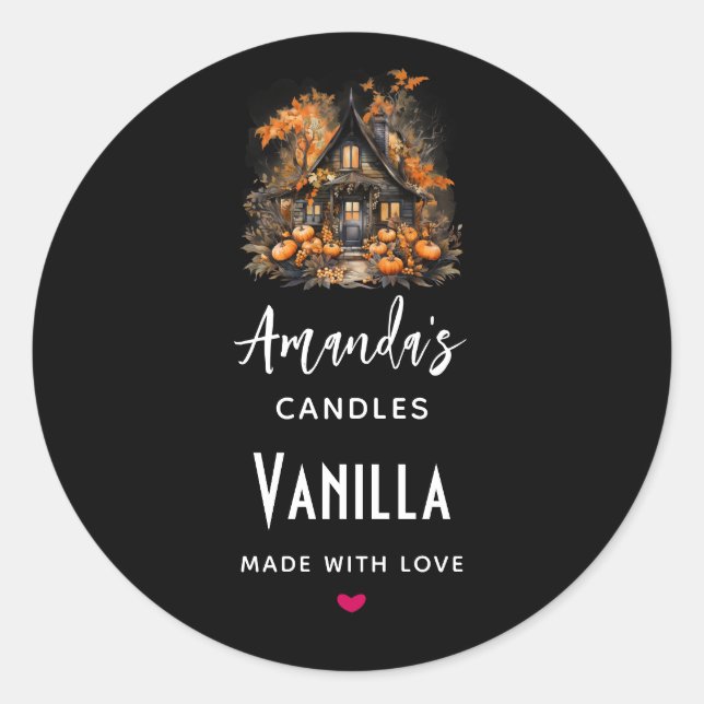 Halloween Haunted House Candle Business Classic Round Sticker (Front)