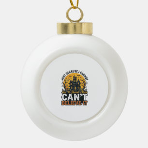 Halloween Haunted House Cant Believe It Vintage Ceramic Ball Christmas Ornament