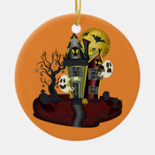 Halloween Haunted House Ceramic Ornament