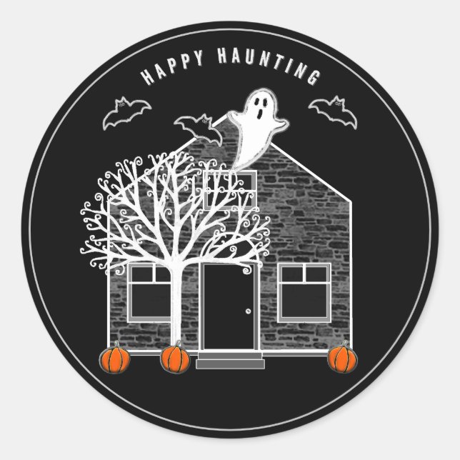 Halloween Haunted House Classic Round Sticker (Front)