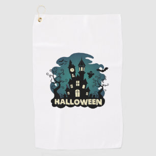 Halloween Haunted House Clock Tower Bats Ghost_1 Golf Towel