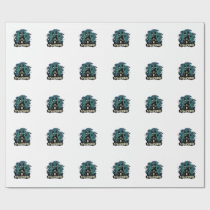 Halloween Haunted House Clock Tower Bats Ghost_1 Wrapping Paper