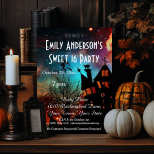 Halloween Haunted House Costume Sweet 16 Birthday Invitation