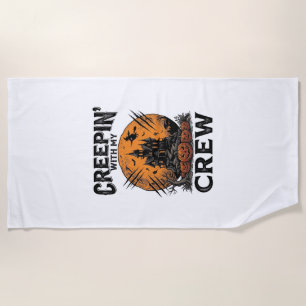 Halloween Haunted House Creepin With My Crew Shirt Beach Towel