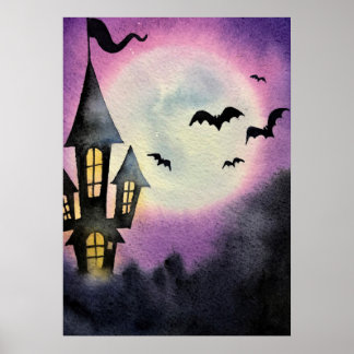 Halloween Haunted House, Creepy Spooky Mansion Poster