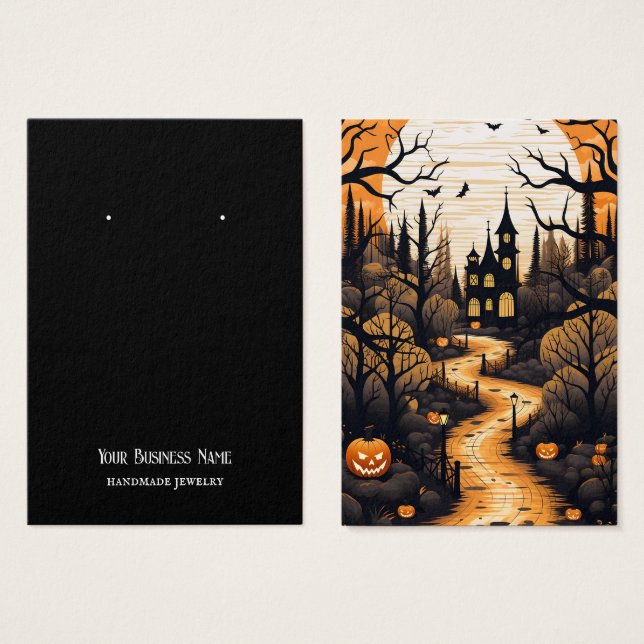 Halloween Haunted House Earring Display Card (Front & Back)