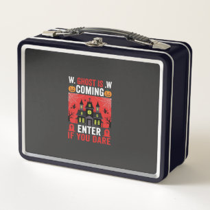Halloween Haunted House Enter If You Dare Metal Lunch Box