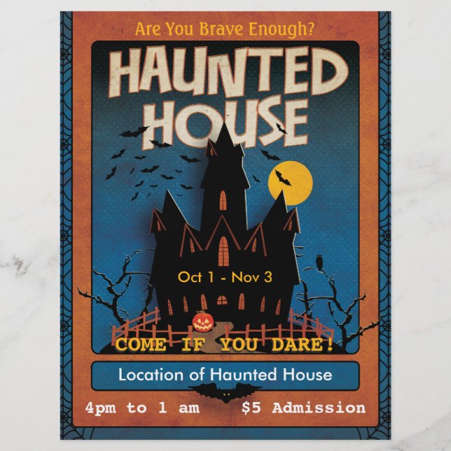 Halloween Haunted House Flyer (Back)