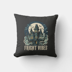 Halloween Haunted House Fright Vibes Design Cushion