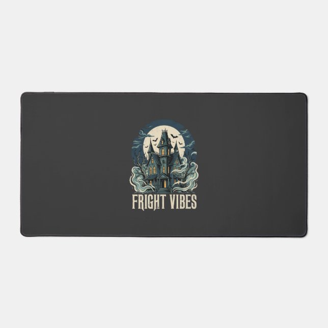 Halloween Haunted House Fright Vibes Design Desk Mat (Front)