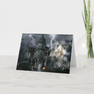 Halloween Haunted House Get Out While You Can Card