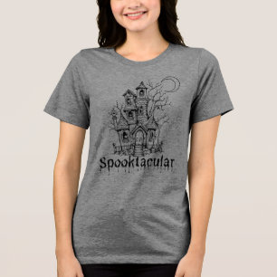 Halloween Haunted House Graphic T-shirt Tri-Blend Shirt