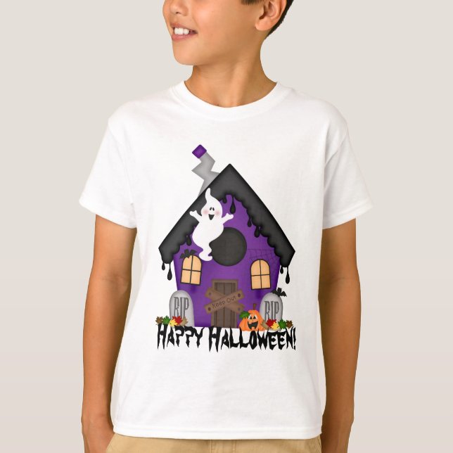 Halloween Haunted House kids Holiday t-shirt (Front)