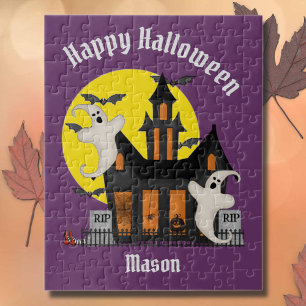 Halloween Haunted House Kids' Personalised Jigsaw Puzzle