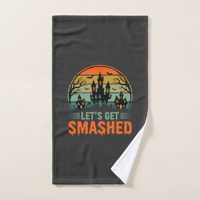 Halloween Haunted House Lets Get Smashed Retro Hand Towel (Hand Towel)