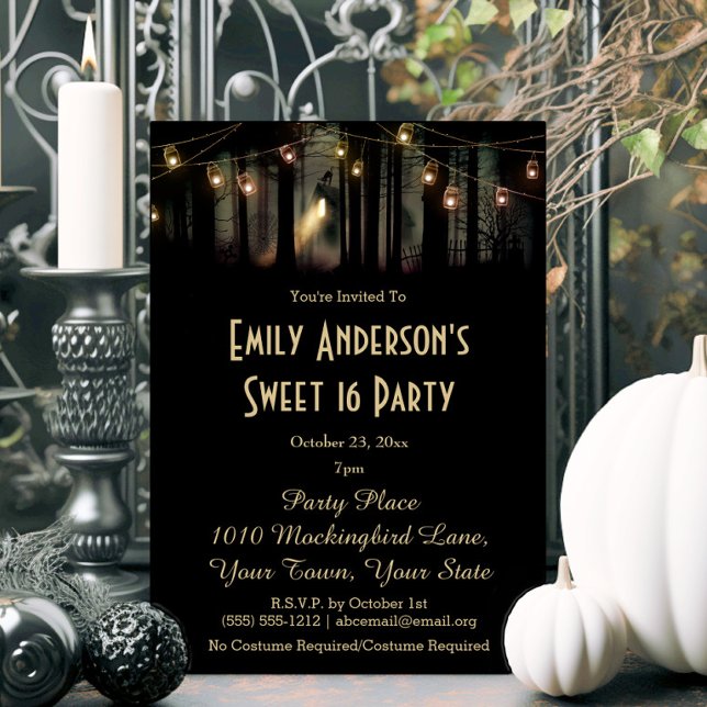 Halloween Haunted House Mason Jar Costume Sweet 16 Invitation (Creator Uploaded)